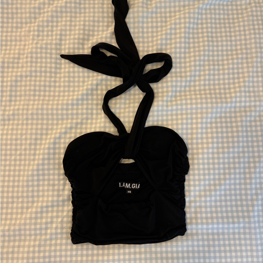 I.AM.GIA Black Tie-Back Top